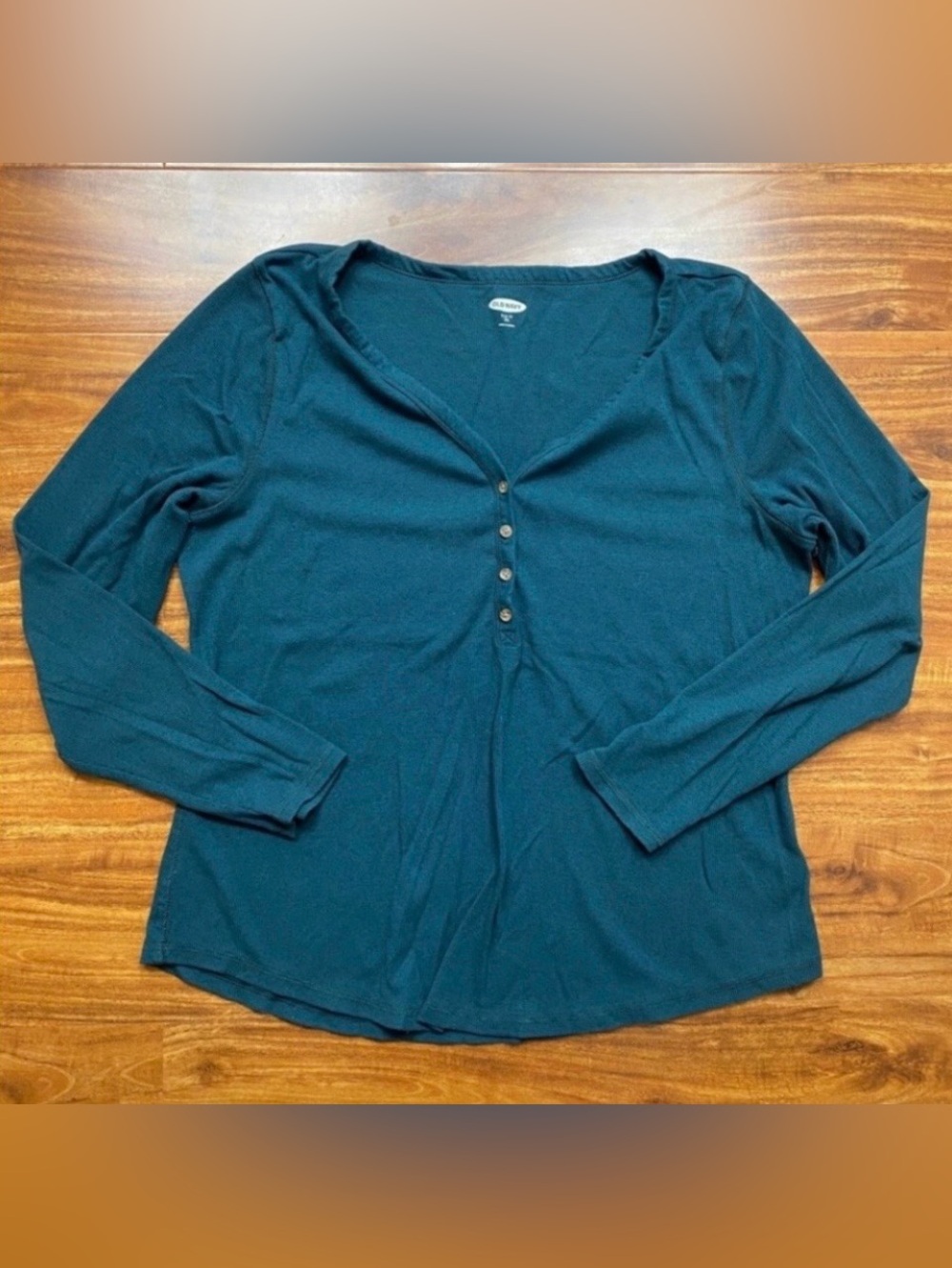 3/$25 Old Navy Women's Teal Soft Ribbed Stretch Long Sleeve Top Size XXL Casual